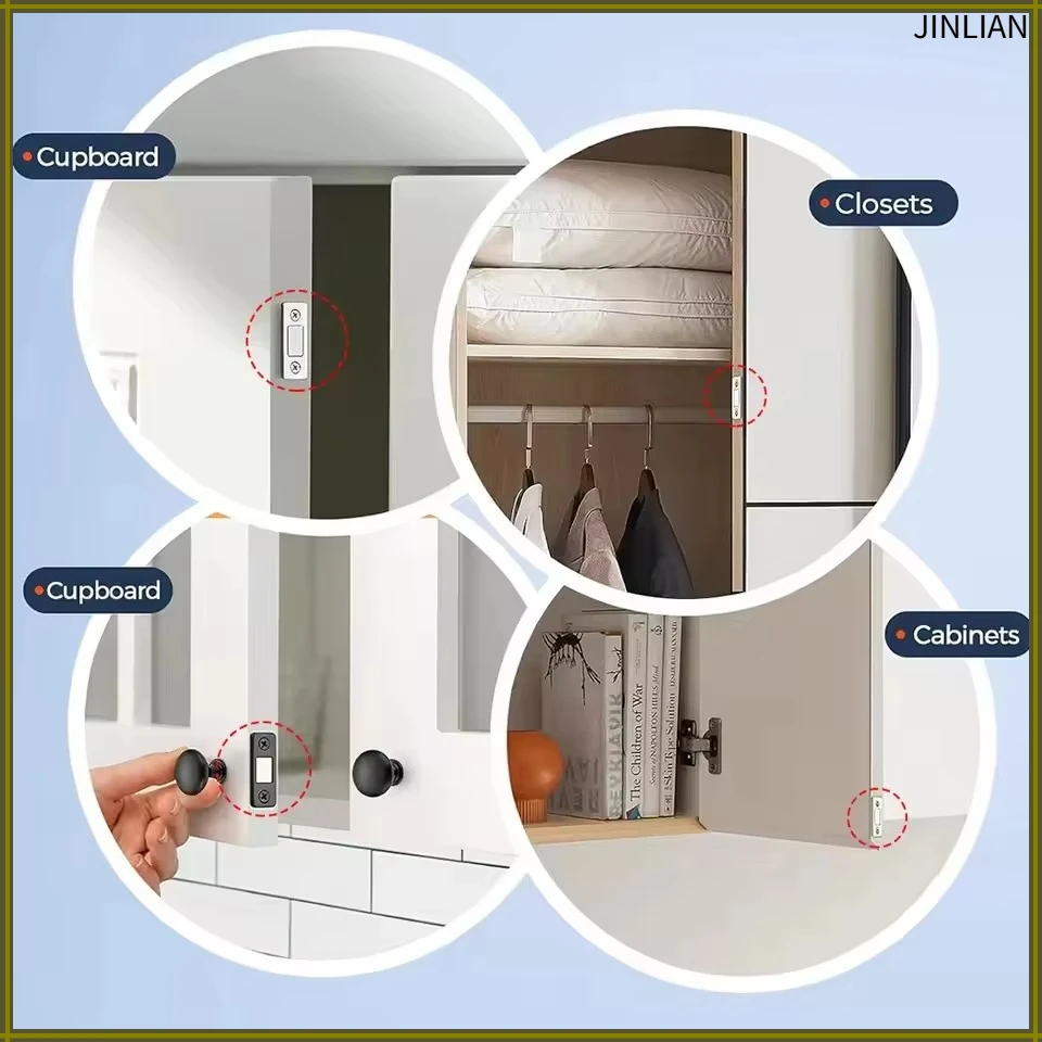 Ultra Thin Door Strong Magnetic Cabinet Catches Magnets Stopper Invisible Adhesive Drawer Magnet Lock for Kitchen Closet Closer