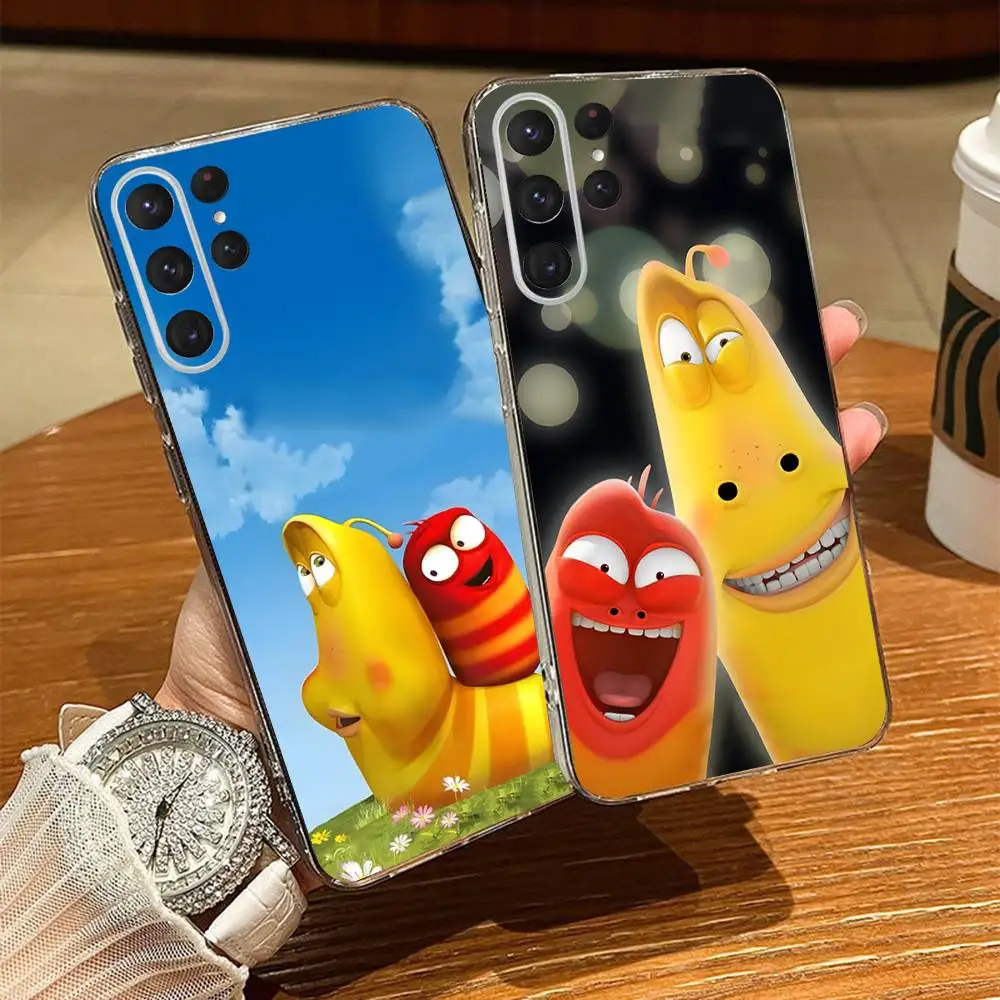 

Cartoon L-Larvas Phone Case For Samsung S24,30,21,22,23,20 FE,lite,PIus,Ultra,5G,Note,9,10 Transparent Cover