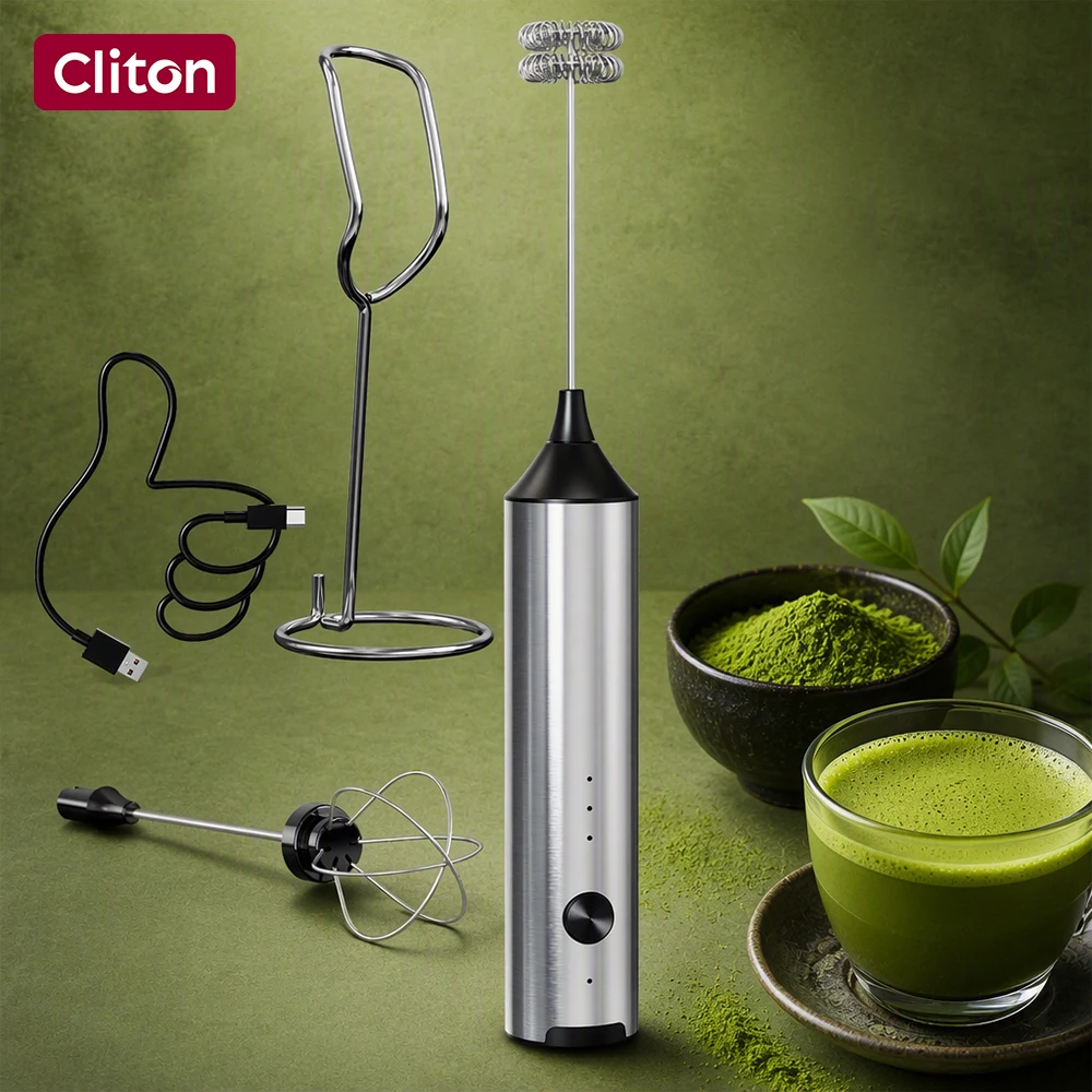 Multi-function 3 Speeds 2 Whisks Durable Stainless Steel Wireless Rechargeable Portable Electric Handheld Mixer For Matcha