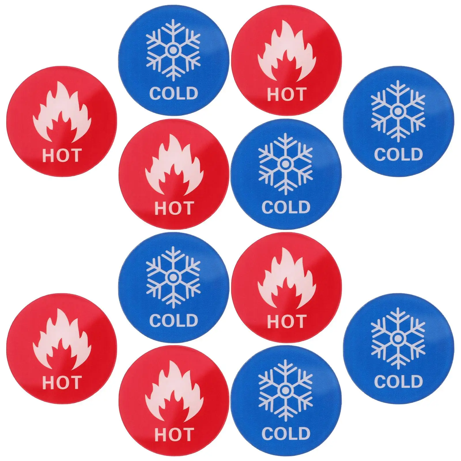 6 Pairs Self Adhesive Acrylic Cold Hot Water Temperature Indicator Hot Cold Faucet Sign Dispenser Wall Square Roadway