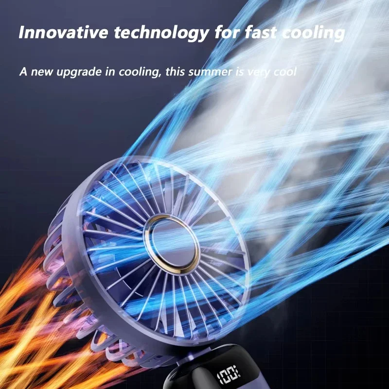 Folding Fan Mini Portable Hand-Held Fan Rechargeable Multifunctional Fan With Display Screen Neck Hanging Fans image 4