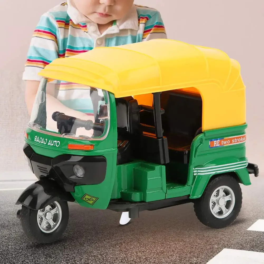 Tricycle en alliage avec son et lumière, modèle de voiture à retirer, modèle de moto, jouets, cadeaux de voiture pour enfants, collection
