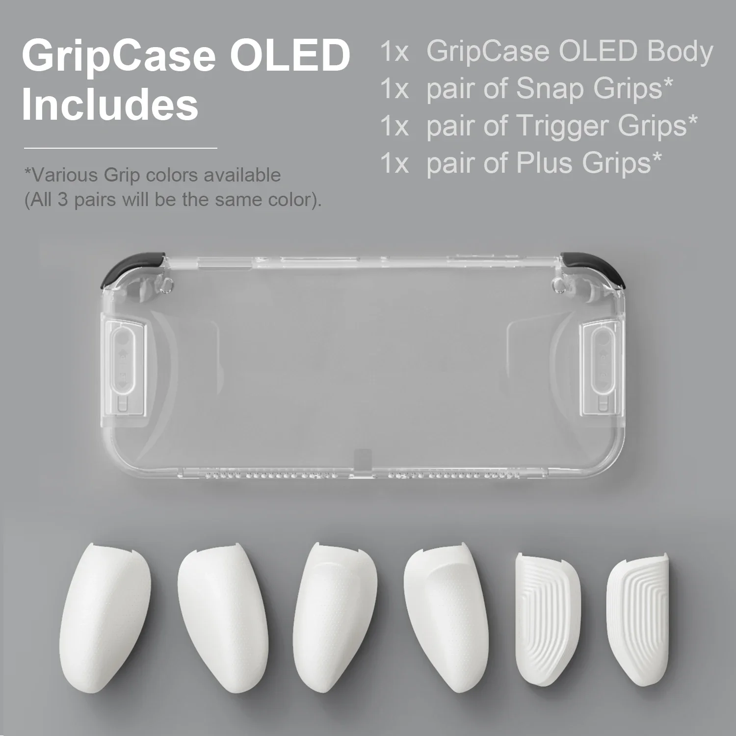 Skull & Co. GripCase OLED dengan Pegangan yang Dapat Diganti Penutup Casing Pelindung Transparan yang Dapat Dock untuk Konsol Nintendo Switch OLED