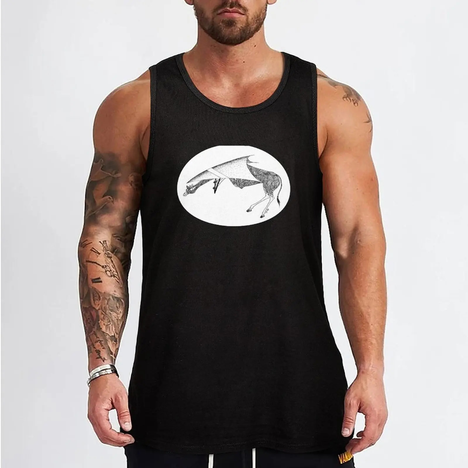 Lovely Giraffe goes Hang gliding Tank Top fitness clothing for men sleeveless vest men