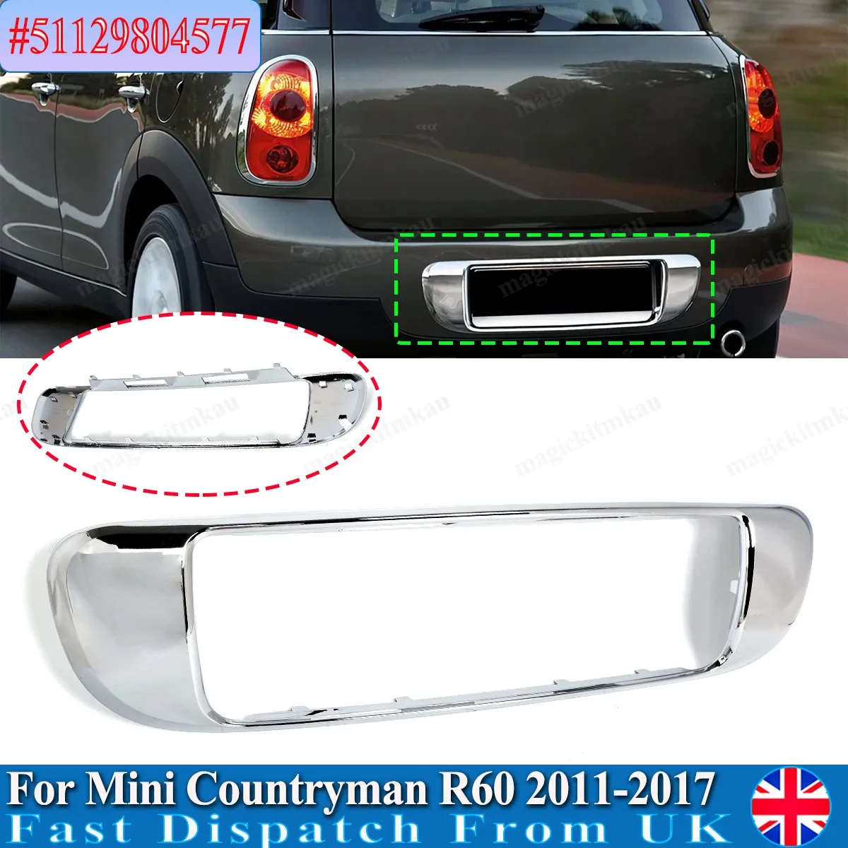 

For Mini Countryman R60 Rear Bumper Cooper Estate 2011 2012 2013 2014 2015 2016 2017 Rear Bumper Moulding Cover Chrome Stock
