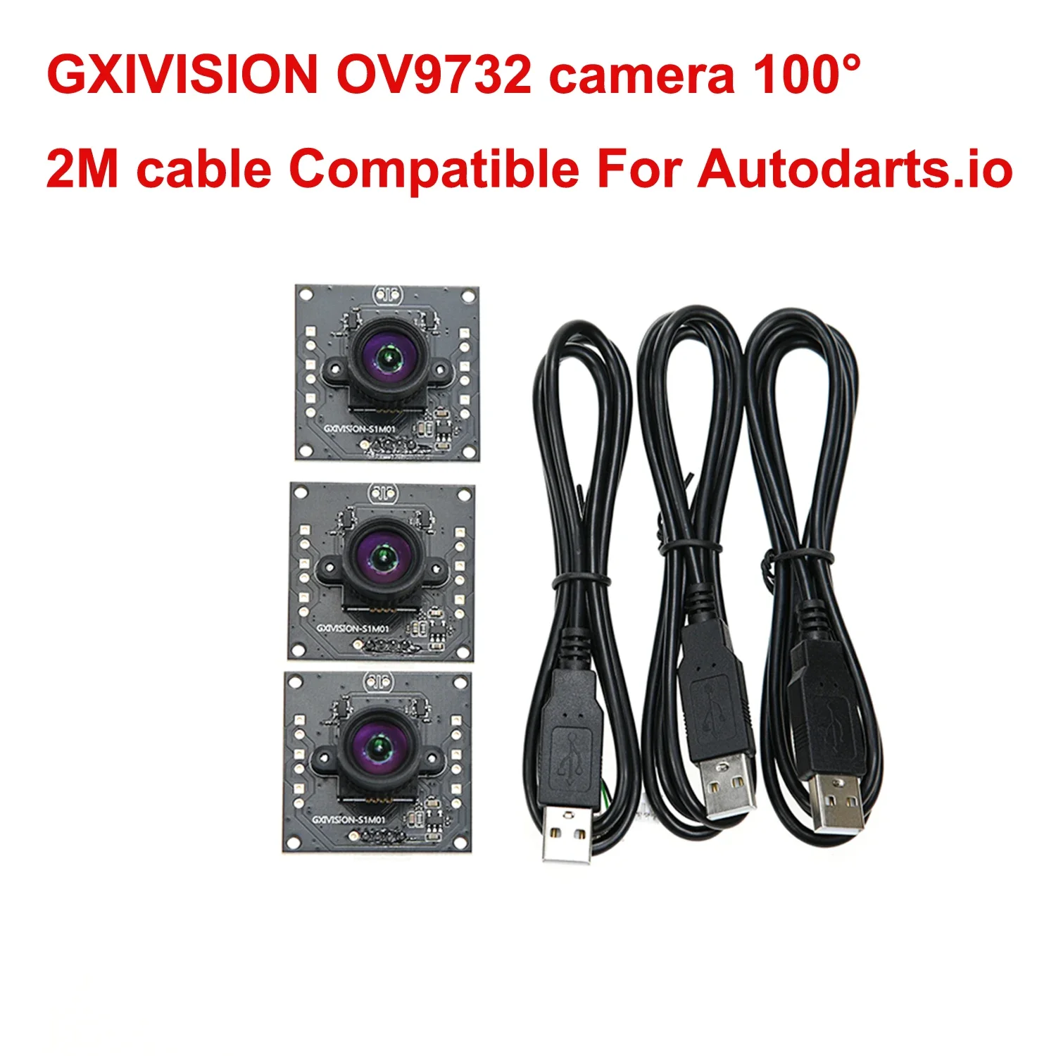 GXIVISION 3PCS OV9732/IMX179/OV2735 100 Degree 30fps 2M Cable Camera Module Compatible For DIY Autodarts.io,USB Free Driver