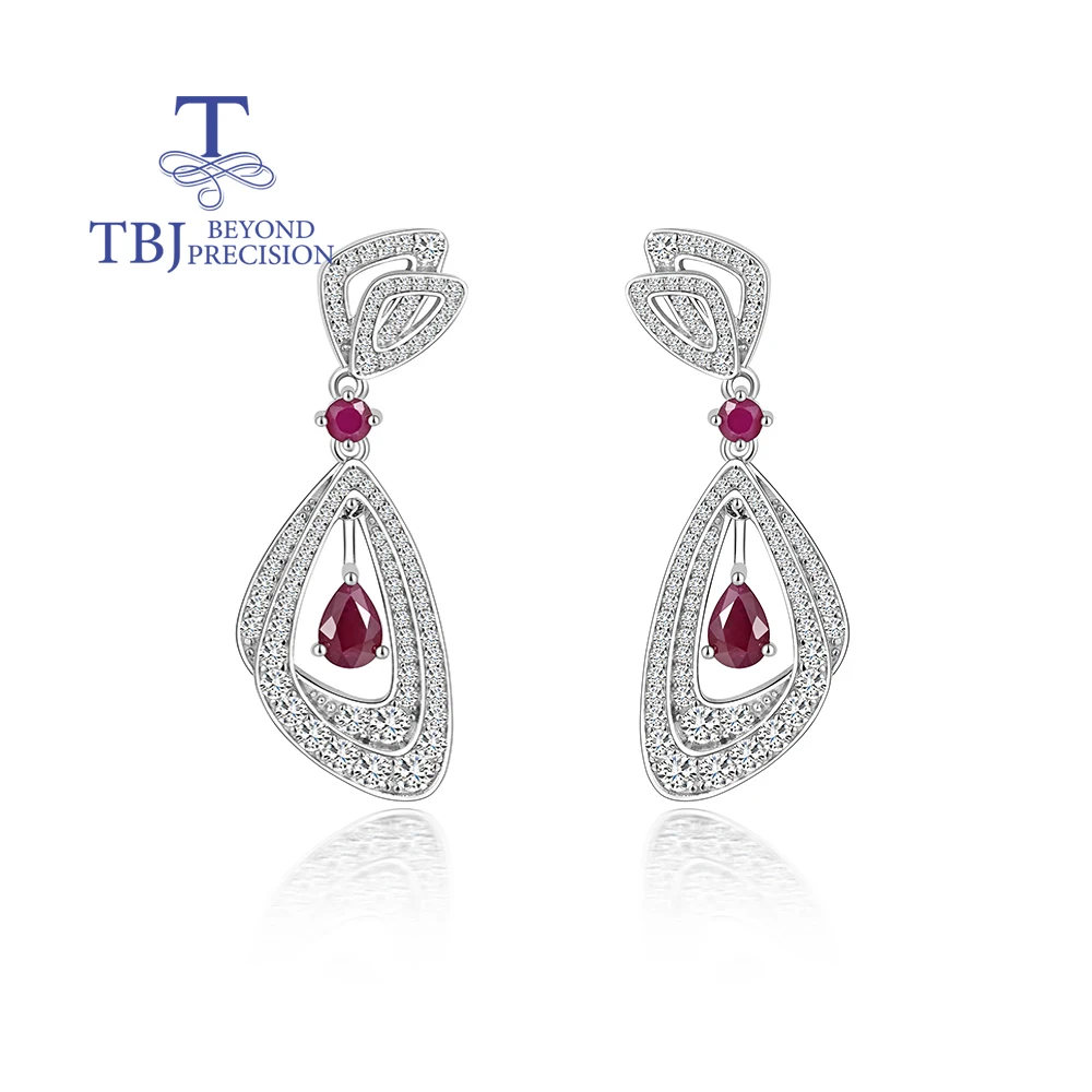 Gorgeous delicate design of natural ruby earrings for light luxury women S925 silver fine jewelry anniversary & banquet wear