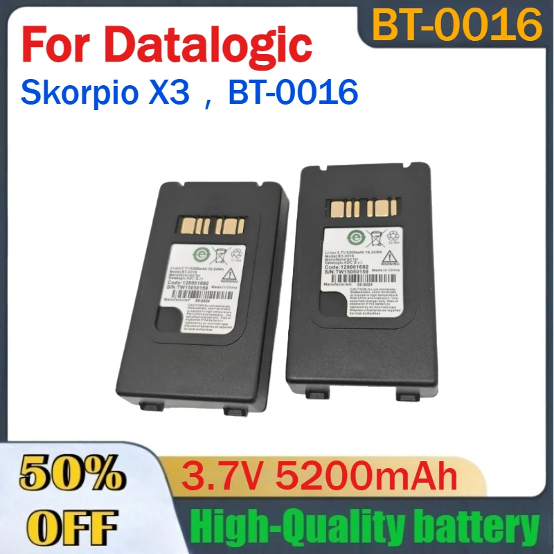 3,7 V 5200 mAh vervangende lithiumbatterij voor Datalogic Skorpio X3, BT-0016 oplaadbare batterij Bateria