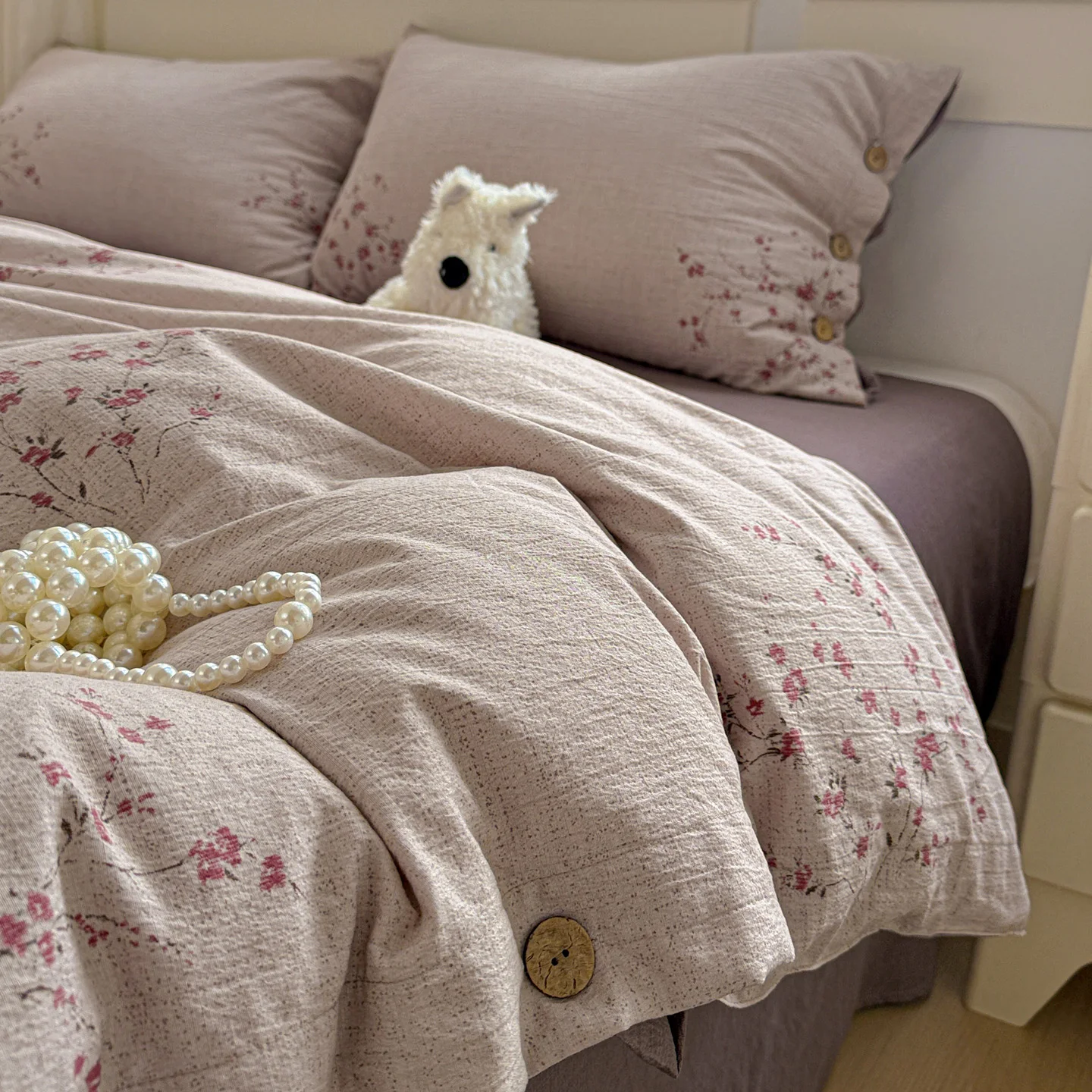 Bettwäsche-Set mit Blumenmuster, Leinen, Vintage-Bettbezug-Set mit Kissenbezügen, Bettlaken, Einzelbett, Doppelbett, Queen-Size-Bett, Schlafzimmer-Dekoration, Geschenke – Detail 8