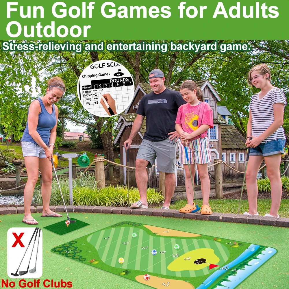 Velcro Golf Chipping Game Mat Outdoor Indoor for Adults, Family, Sticky Golf Hitting Mat Game for Backyard (No Golf Clubs)