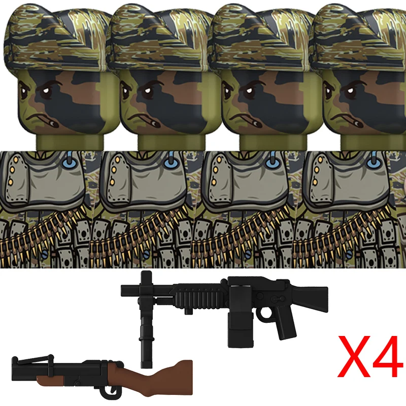 Military The Vietnam War US Soldiers Figure Building Blocks Vietnamese American Army Infantry Machine Gunner Weapons Bricks Toys 4