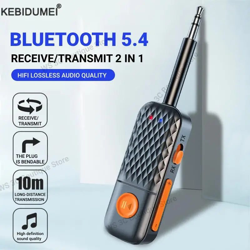 Bluetooth 5,4 transmisor receptor de Audio estéreo 3,5mm AUX avión Audio adaptador inalámbrico micrófono para TV PC auriculares coche avión