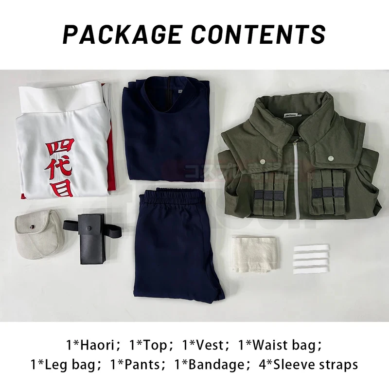 

3,k;6\g/ Anime Namikaze Minato Cosplay Costume Cloak Vest T-shirt Pants Pouch Cos Convention Giftk;6,y'9\
