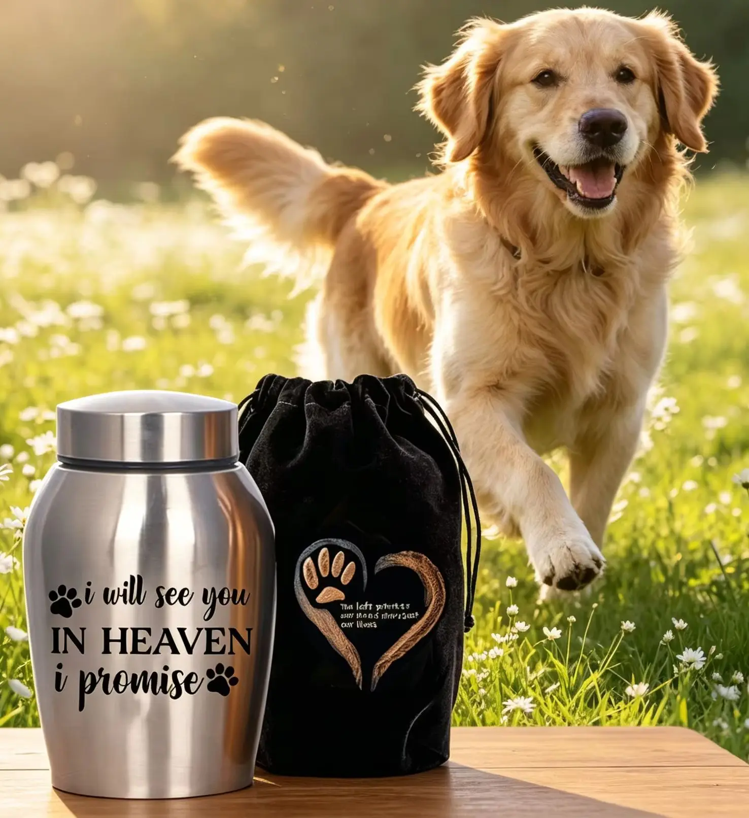 Urnes commémoratives pour animaux de compagnie, grande taille, en acier inoxydable avec sac, urnes haut de gamme pour les cendres de chiens et de chats, urnes pour cendres d'animaux de compagnie durables, faciles à transporter avec B