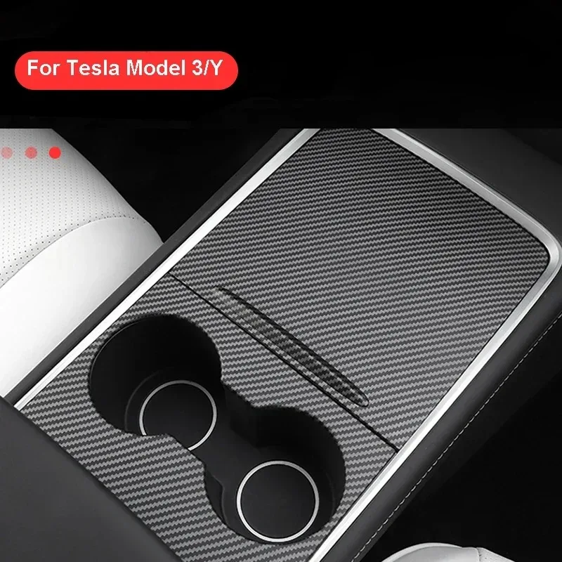 Für Tesla Model 3 Y Mittelkonsolen-Abdeckung mit Druckgriff, ABS-Verkleidung für die Mittelkonsole, passend zur Original-Fahrzeugschutzdekoration – Detail 2