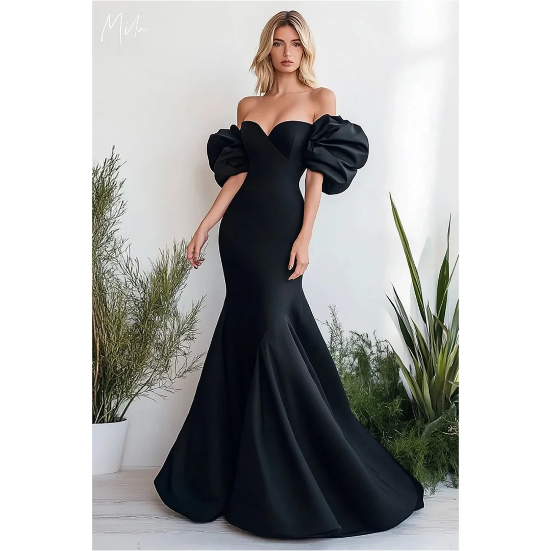 

Mila Sweetheart Neck Black Prom Dresses Mermaid Off the Shoulder Customized Formal Evening Floor-Length vestidos de gala 2025