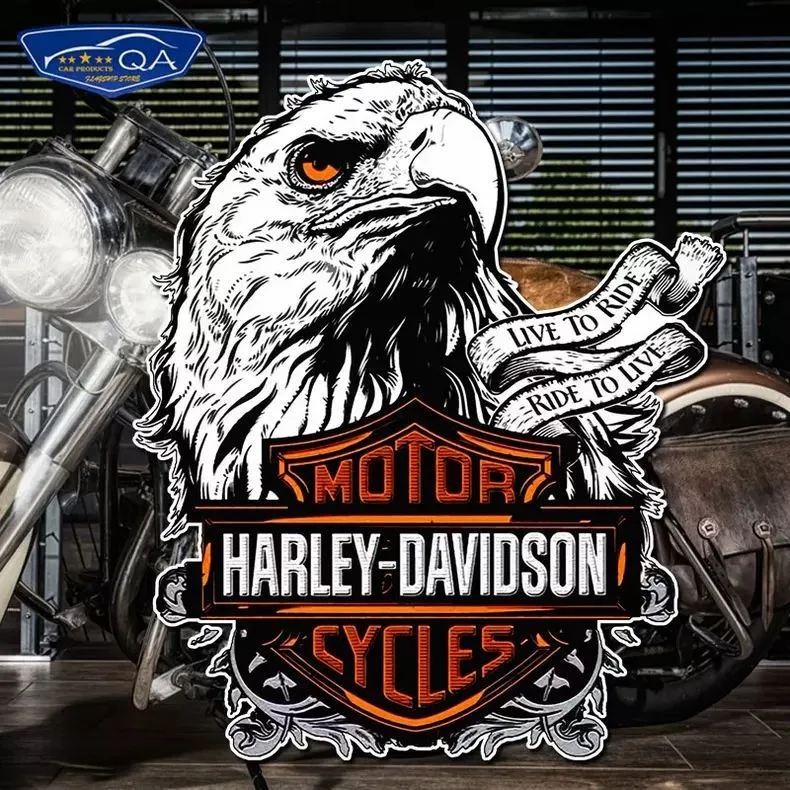 Motorcycle Personality Creative Reflective Car Sticker Motorcycle Body Scratches Decorative Sticker For Harley Eagle Head Retro view 2