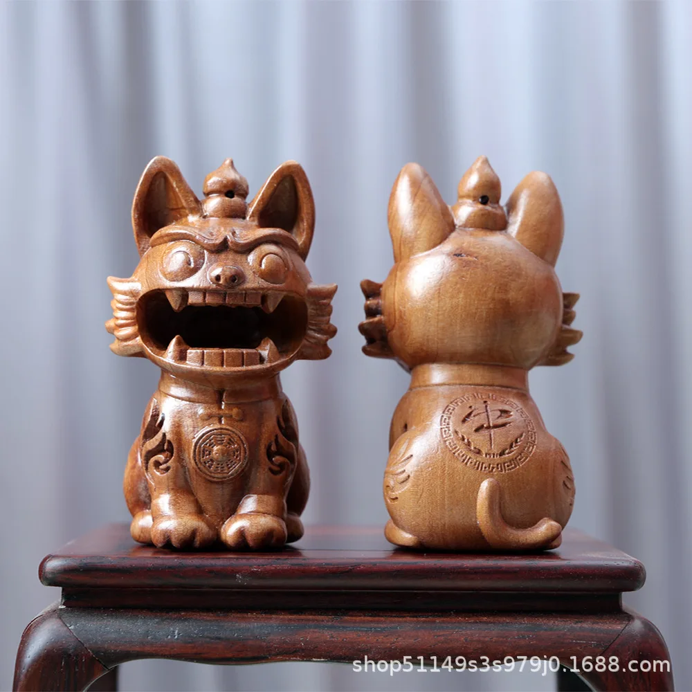 Natural Lightning‑Struck Jujube Wood Carved Wealth Wamao Figurine Wenwan Hand Piece Creative Home Office Wood Craft Ornament