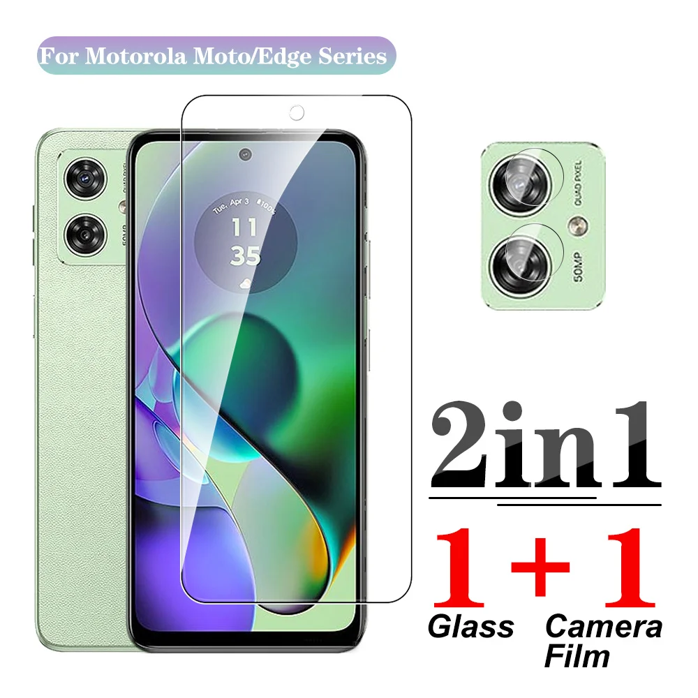 2in1 Front Film For Motorola Moto G54 Edge 50 Neo Screen Protector MotoG54 G24 Power G04 G04s G84 G14 E13 Lens Protective Glass