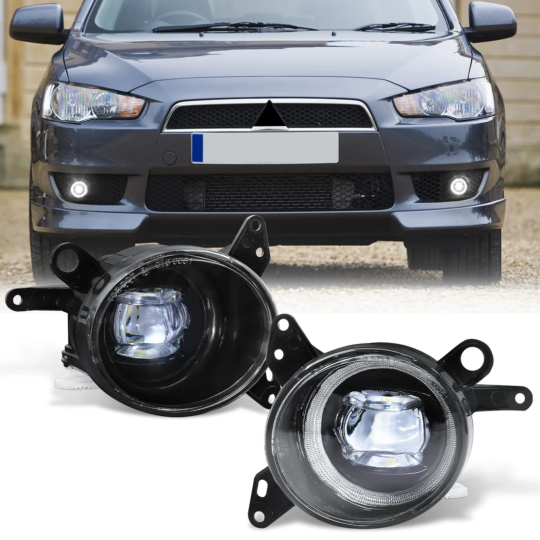 For Mitsubishi Lancer Lancer-ex 2008 2009 2010 2011 2012 2013 Angel Eye Fog Lamps Car LED DRL Daytime Running Lights 12V 2Pcs