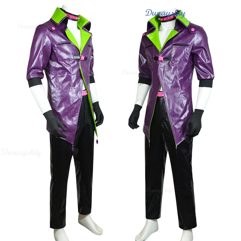 Joker Clown Cosplay Kostuum Pruik Enge Joker Jas Uniform Paar Halloween Carnaval Vrouwen Mannen Rollenspel Outfit Party Dress up