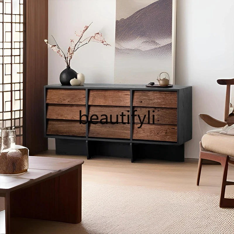 

Solid wood nine-chest cabinet Chinese storage side cabinet log