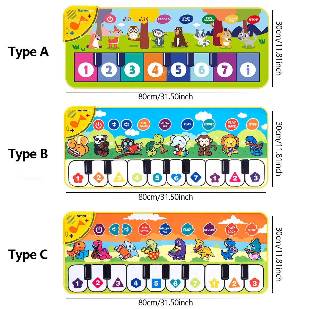 Piano Dance Mat for Kids 80*30cm Music Play Mat with Demo Songs Toddlers Floor Keyboard Musical Carpet Girl Boy Birthday Gifts image 6