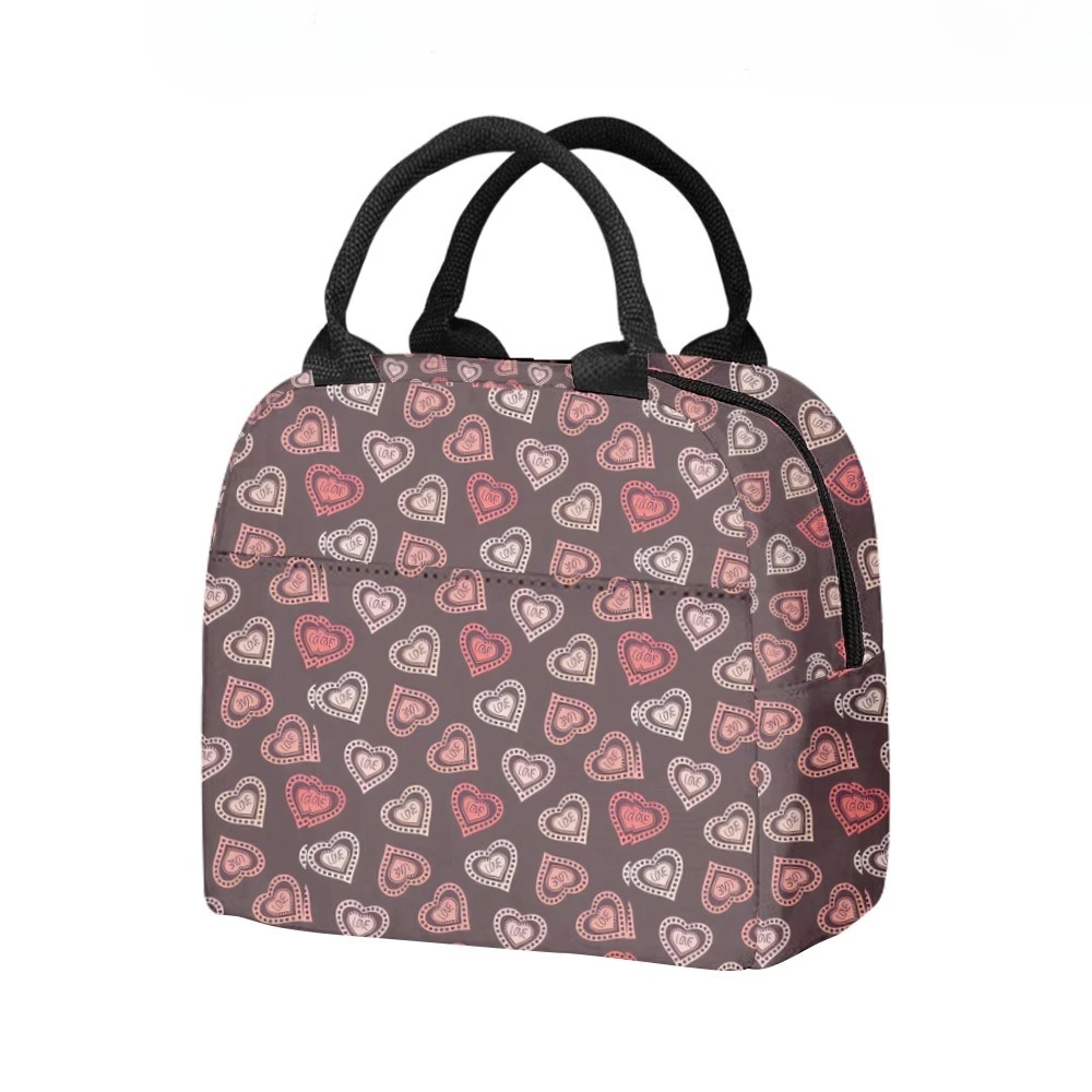 Amor vermelho cores corações isolado almoço saco bolso lateral à prova dwaterproof água reutilizável escritório fácil limpo design para trabalho escola piqueniques