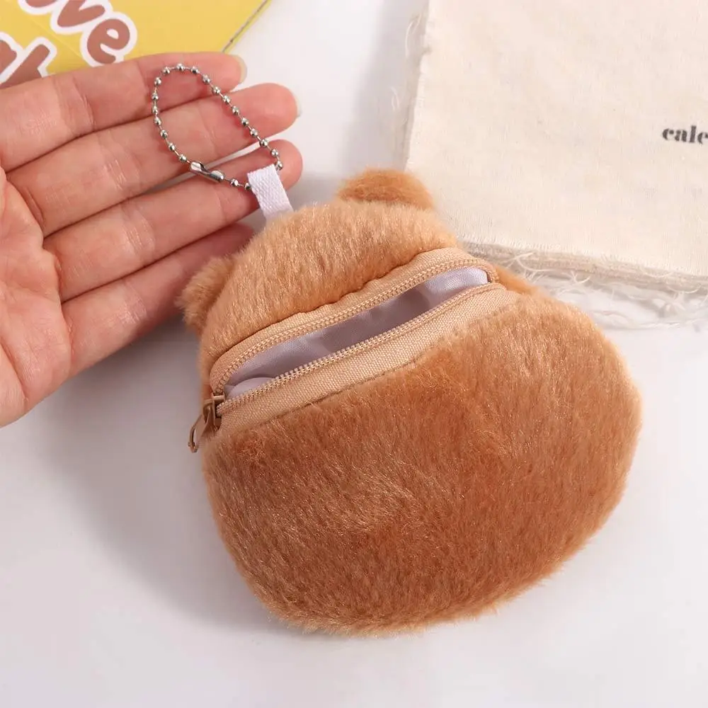 Storage Brown Bear Plush Wallet Zipper Headphone Bag Bear Plush Coin Purse Portable Bag Pendant Cartoon Animal Purse Kid Gifts