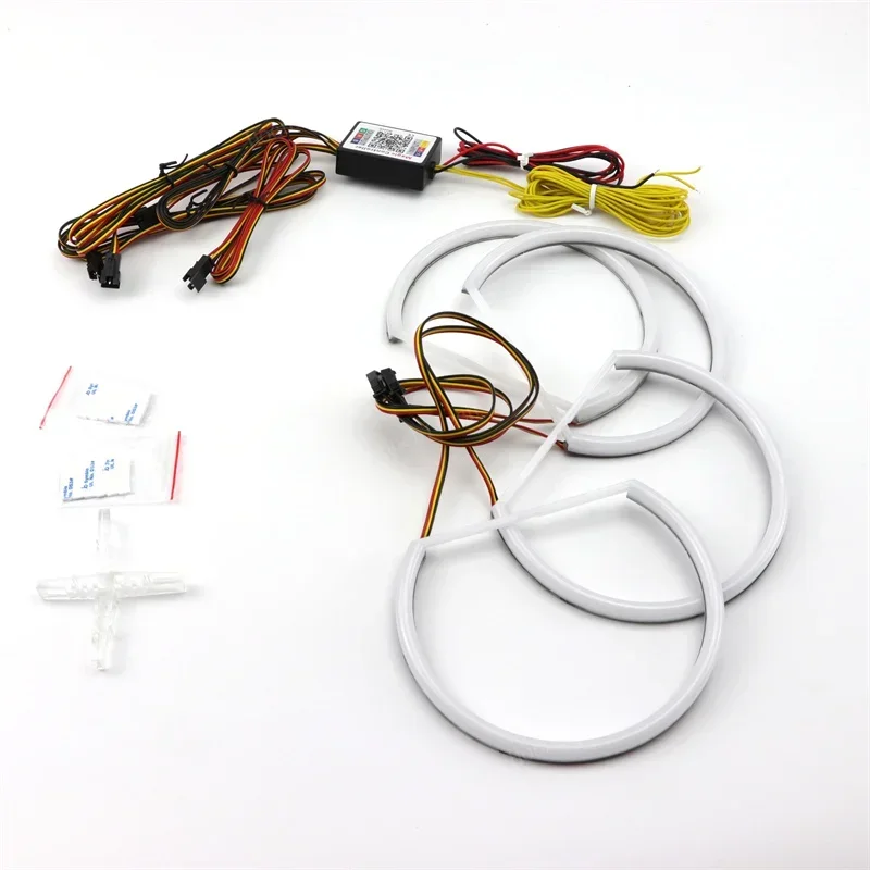 Phone Control Cotton RGBW multi-color LED Headlight Angel Eyes  Ring Lamp for BMW E46 1998-2002 Revolving Dynamic Light