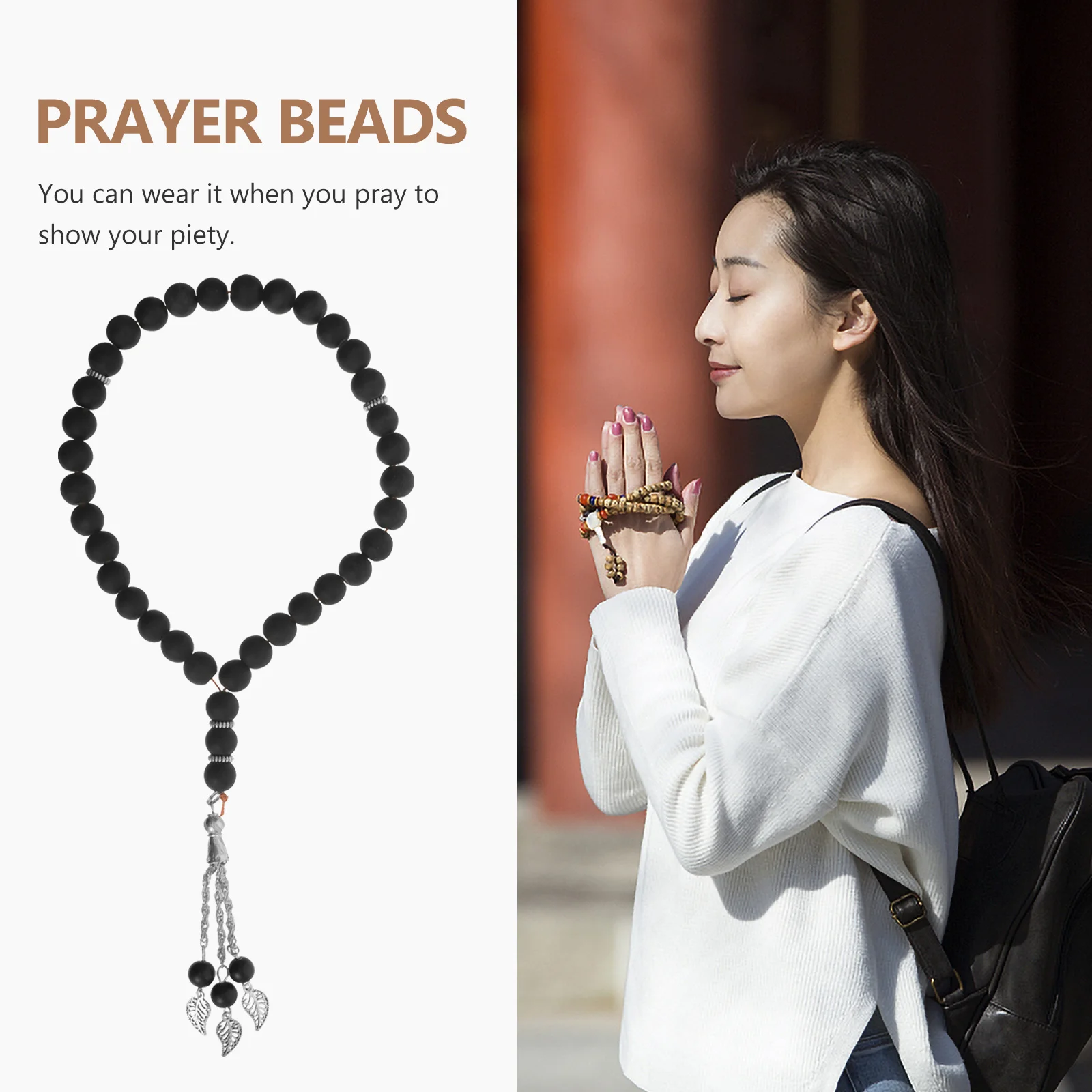 سبحة صلاة من الزجاج، مسبحة إسلامية سوداء، صناعة متقنة، سطح أملس مثالي للارتداء أو هدايا جمع المسلمين