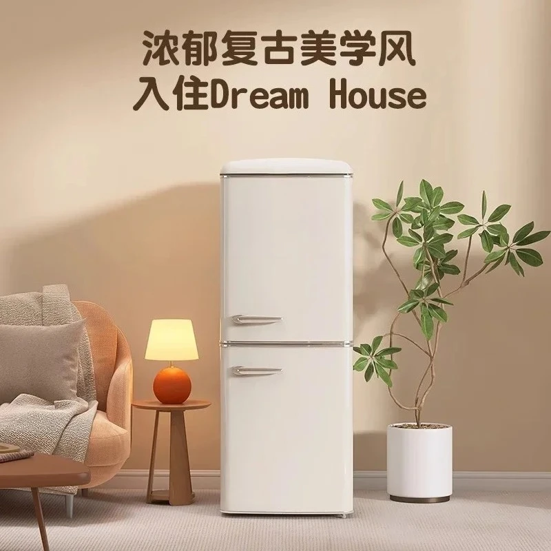 

A61 Retro double door home small high-value living room cute cream style, embedded in the refrigerator