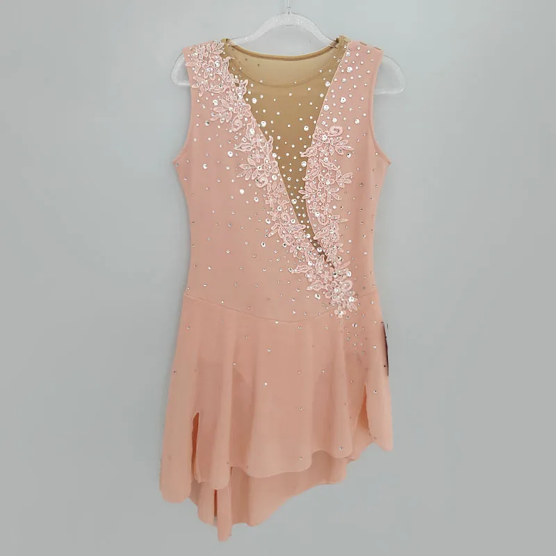 LIUHUO Figure Skating Dress Women Quality Crystals Irregular Skirt Kids Competition Rhythmic Gym Leotards Child BD1263