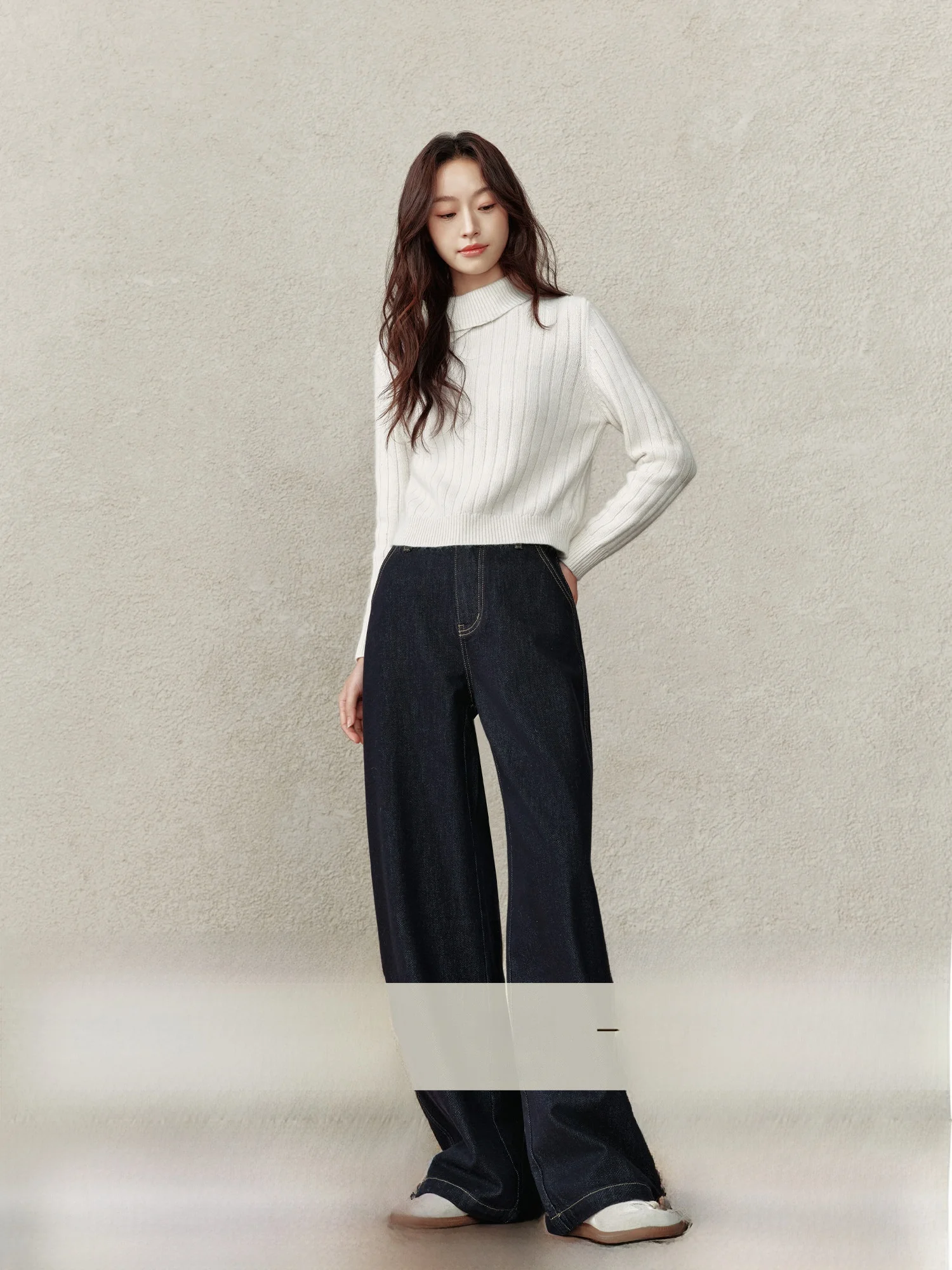 

Женские джинсы-клеш малого размера из хлопка с лайкрой, цвета натуральной кожи, осенне-зимние, с высокой талией, повседневные