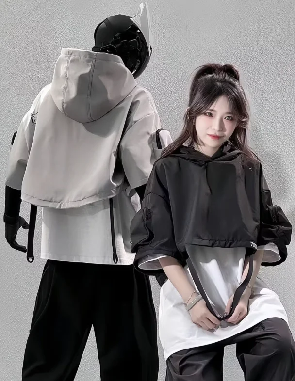 Women's Workwear Kawaii Jacket Spring Autumn New Korean Couple Loose BF Harajuku Hooded Student Jacket Trendy Clothing Zip Up