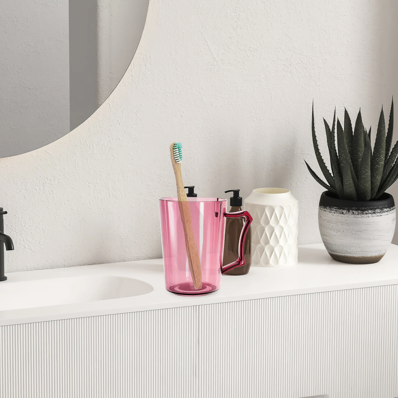 

2Pcs Plastic Toothbrush Tumbler Set Stylish Simple Design Portable Brush Cup for Bathroom Dorm Office Outdoor Gift Idea