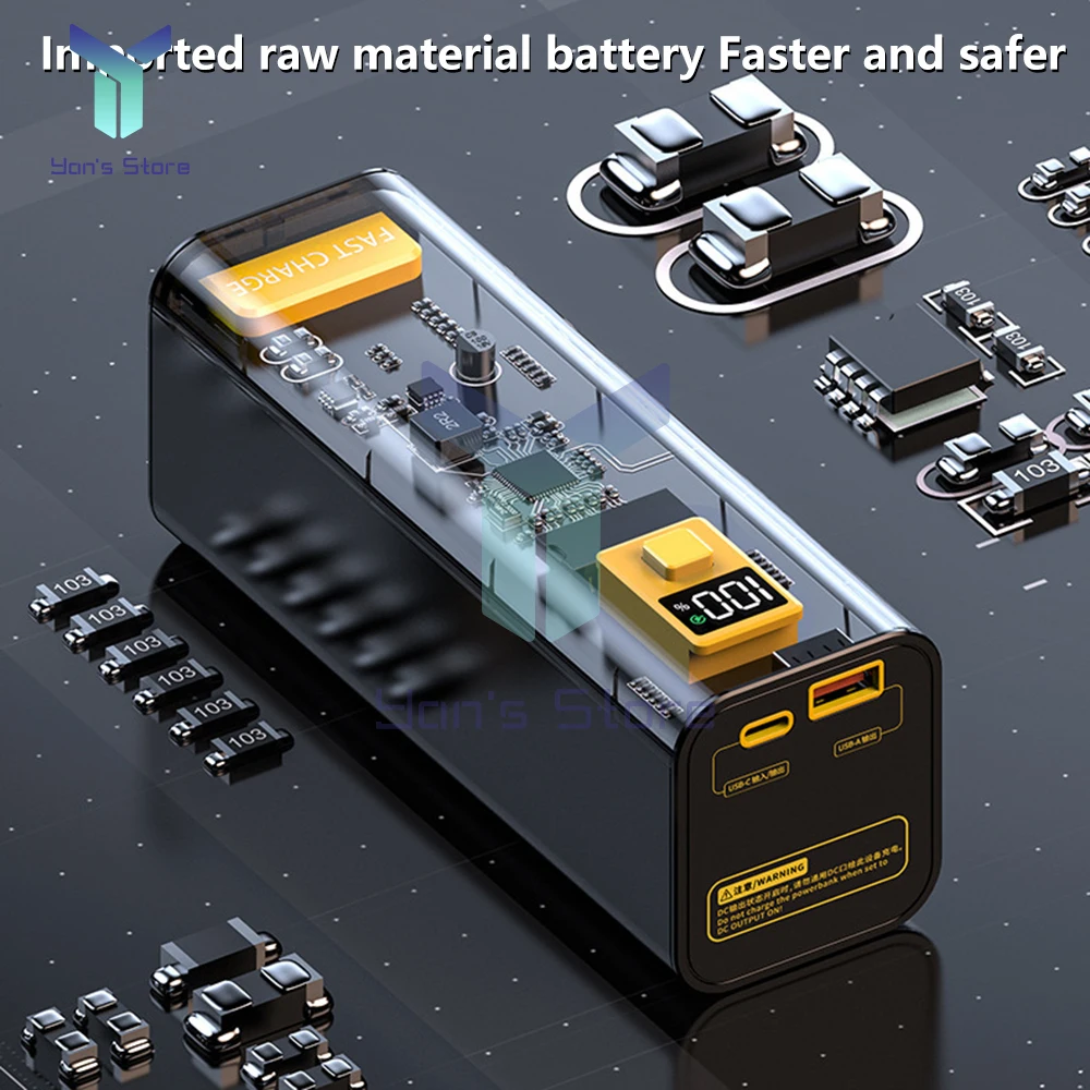 Imagem -05 - Kit Multiprotocolo Banco de Potência de Carga Rápida Display Digital Led Transparente Telefone e Laptop 2-way Pd22.5 w qc 40000mah