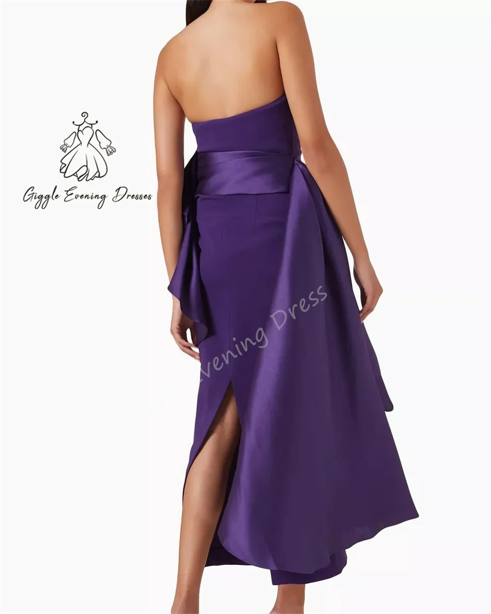 Giggle Luxury Party Dress Customized Strapless Fashion Crepe back split elegant Formal Saudi evening gala dress for women 2024