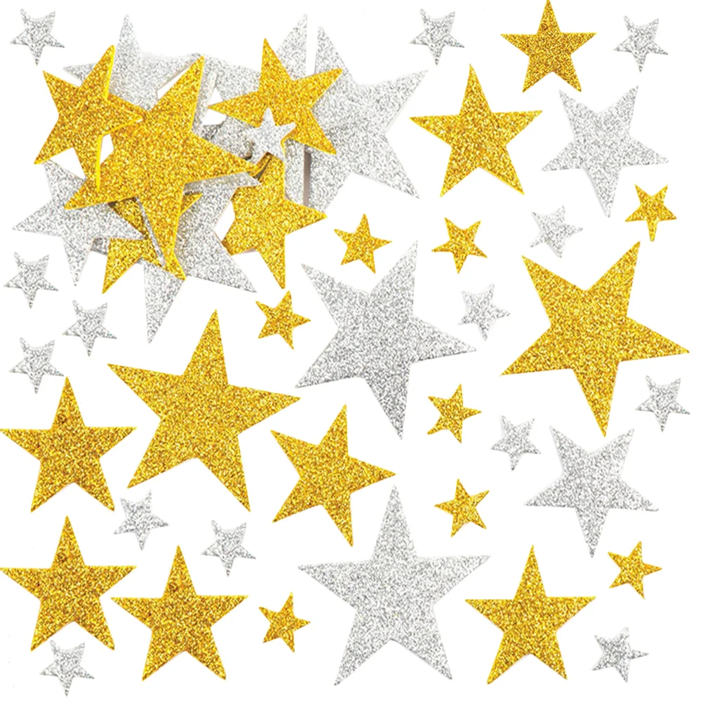 200 Pcs Gold And Silver Adhesive Sticker Star Stickers Shiny Child Christmas Foam