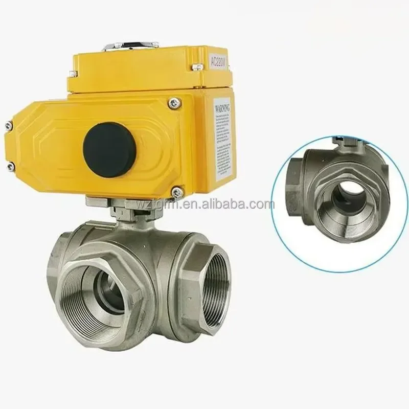 304/316 Stainless Steel Threaded 4-Way Electric Ball Valve Intelligent Control Valve Industrial Motorized Diverter Valve