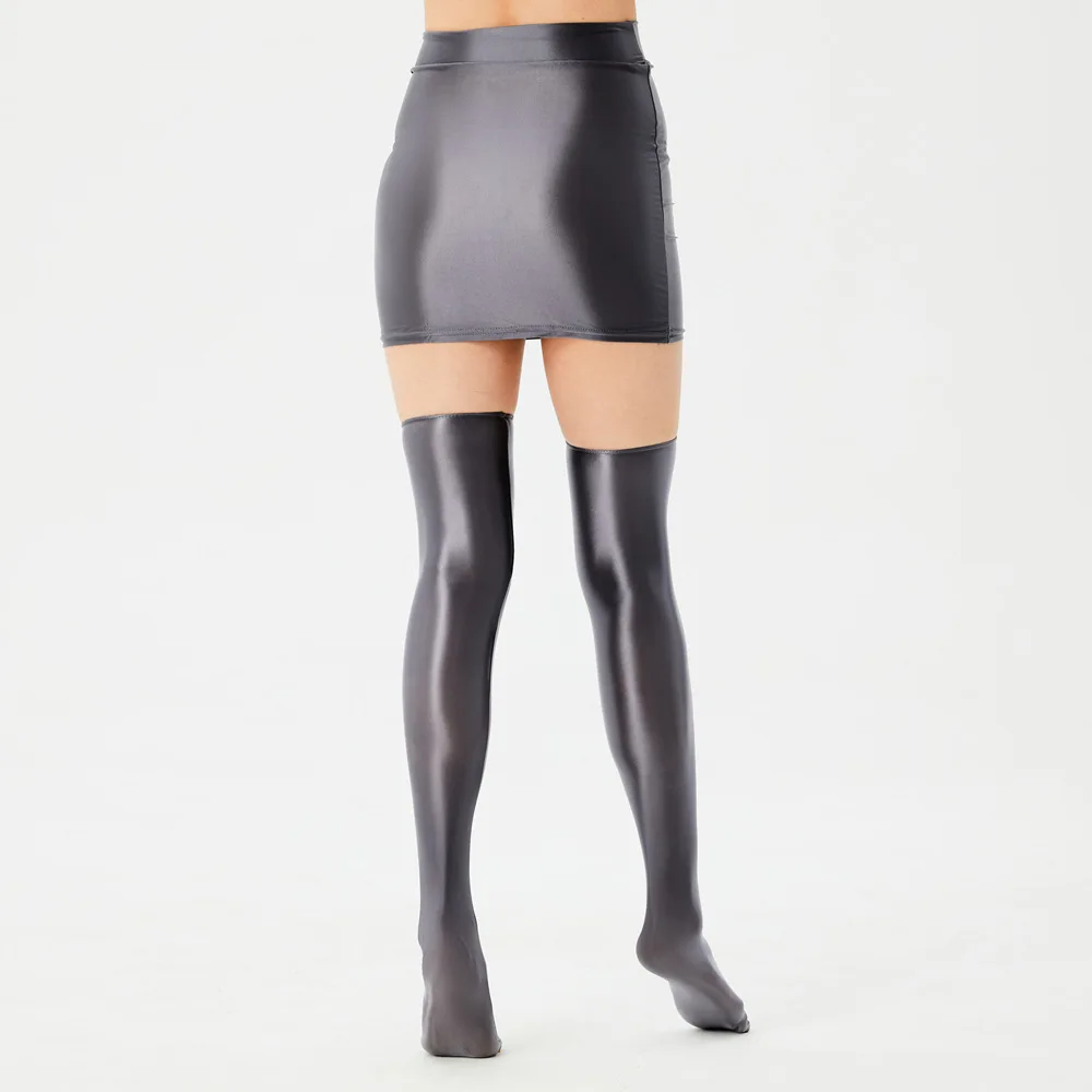 تنورة فائقة الإغلاق، تنورة مرنة حريرية غير عادية، تنورة ضيقة جذابة، تنورة زيتية لامعة للغاية