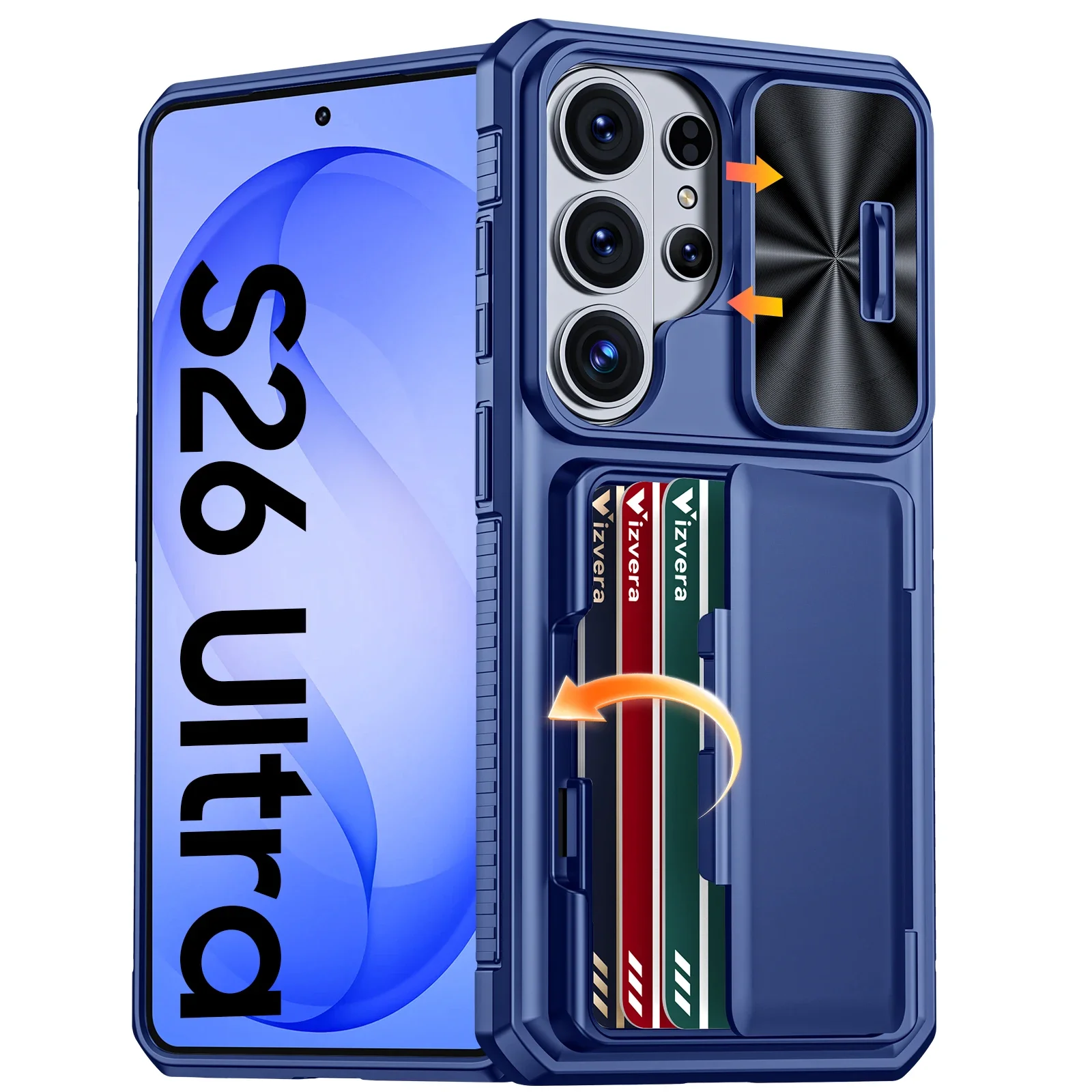 

For Galaxy S26 Ultra Case Wallet - Full Body Protective with Card Holder(4 Cards)Camera Cover&Kickstand for Women & Men-Blue