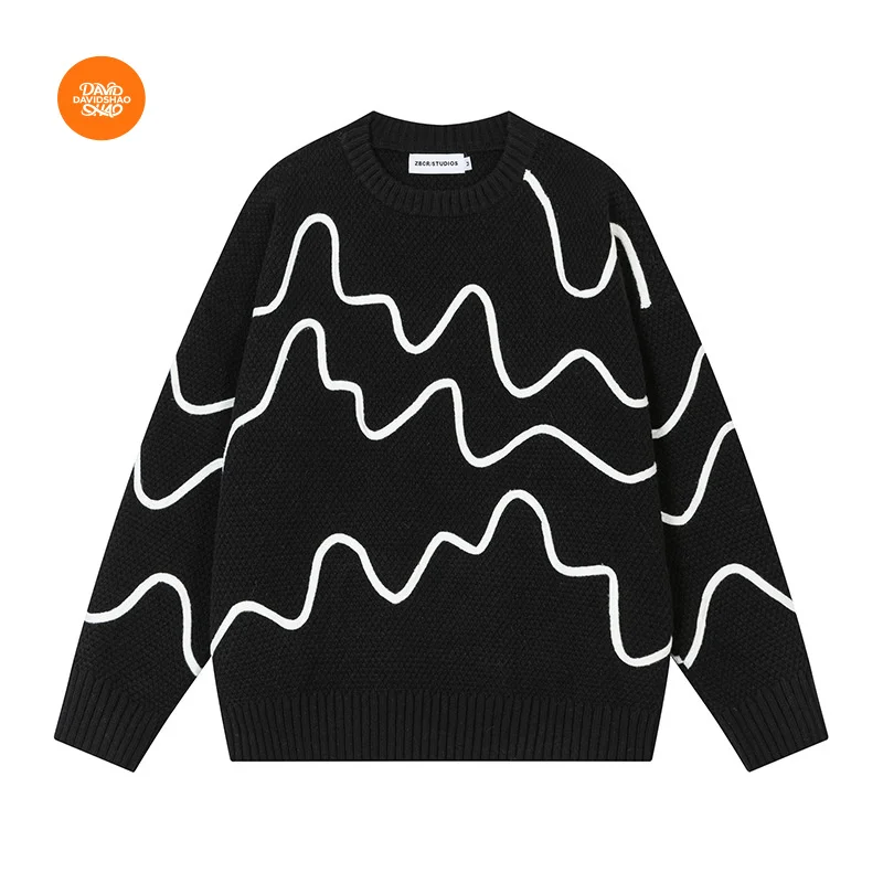 

DAVIDSHAO EU US Size Top Quality Street Outdoor Wear Luxury Unisex Autumn Winter Loose Versatile Pullover Sweater