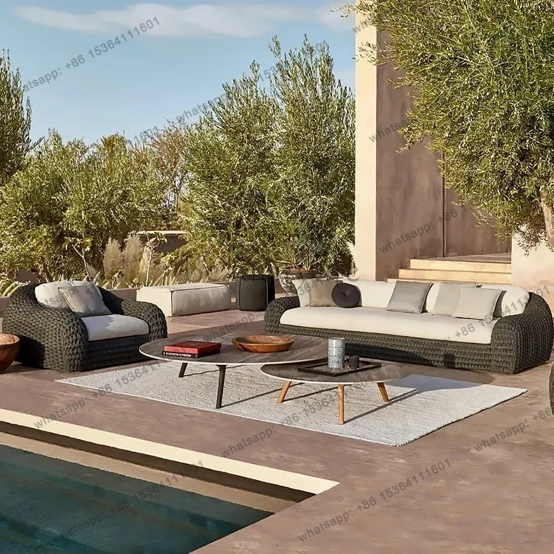 

FG10Asmt52 Outdoor Sofa Hotel Open-air Dining Bar Country Homestay Villa Courtyard Garden Terrace Nordic Leisure Rattan Combinat