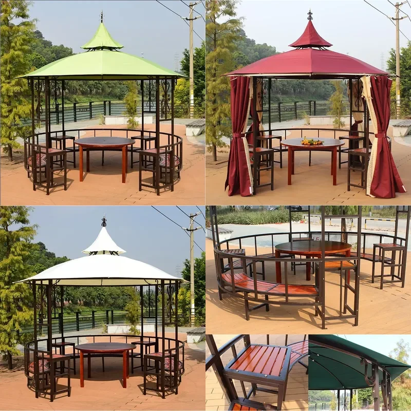 For Outdoor Gazebo White Circular Peaked Tent Garden Terrace Awning Courtyard House Fort Yurt Agritainment Shelter