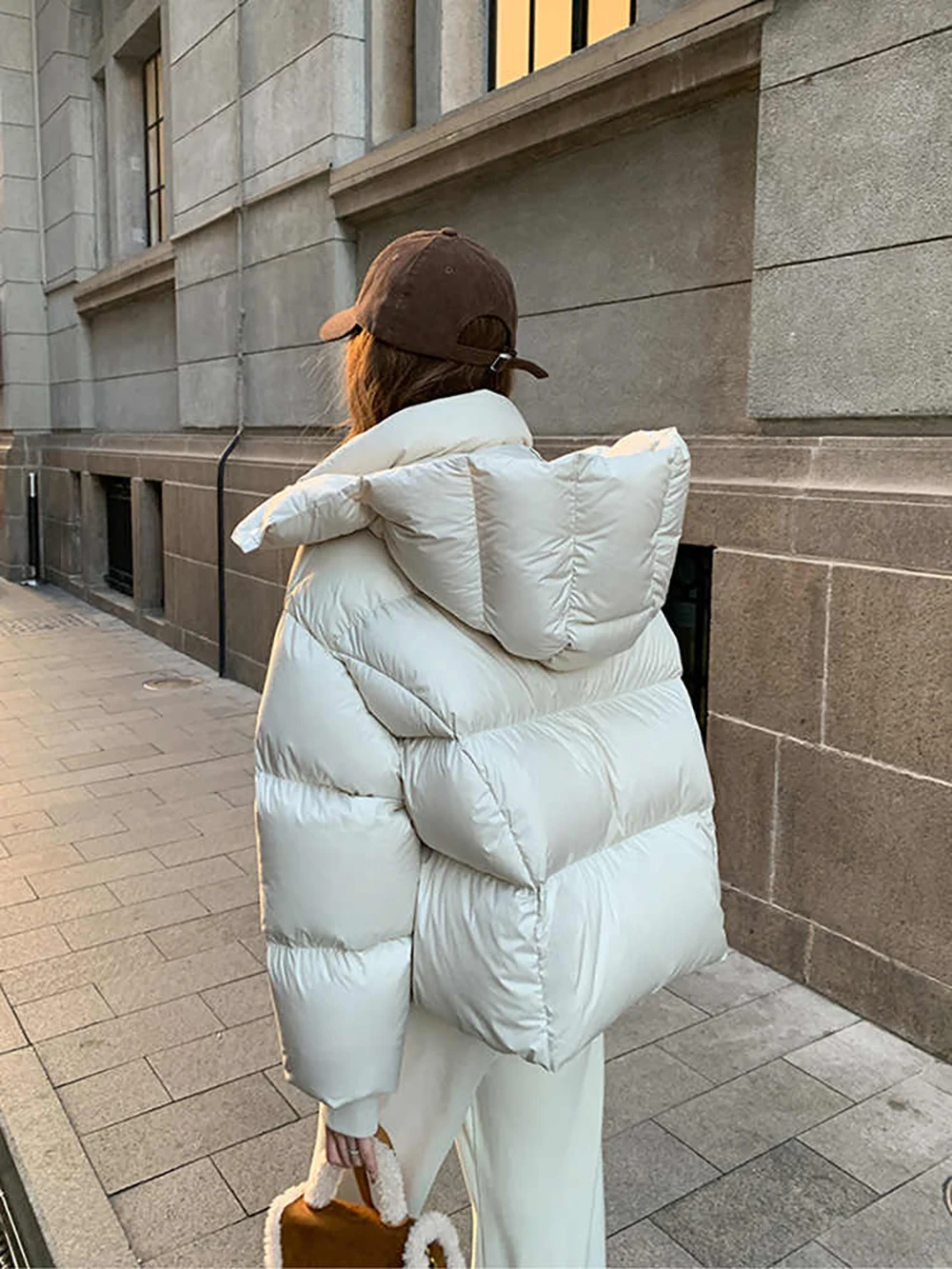 Casual Down Cotton Coats for Women Autumn Winter Thick Warm Short Hooded Quilted Jacket Female Loose Fluffy Padded Outerwear