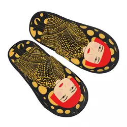 Custom Yayoi Kusama House Slippers Women Cozy Memory Foam Yellow Dots Slip On Spa Slipper Shoes