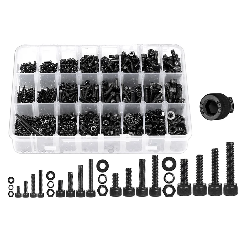 1600Pcs Metric Screw Assortment Metric Bolt Assortment, Hex Socket Head Cap Machine Screws Nuts and Bolts Assortment Kit