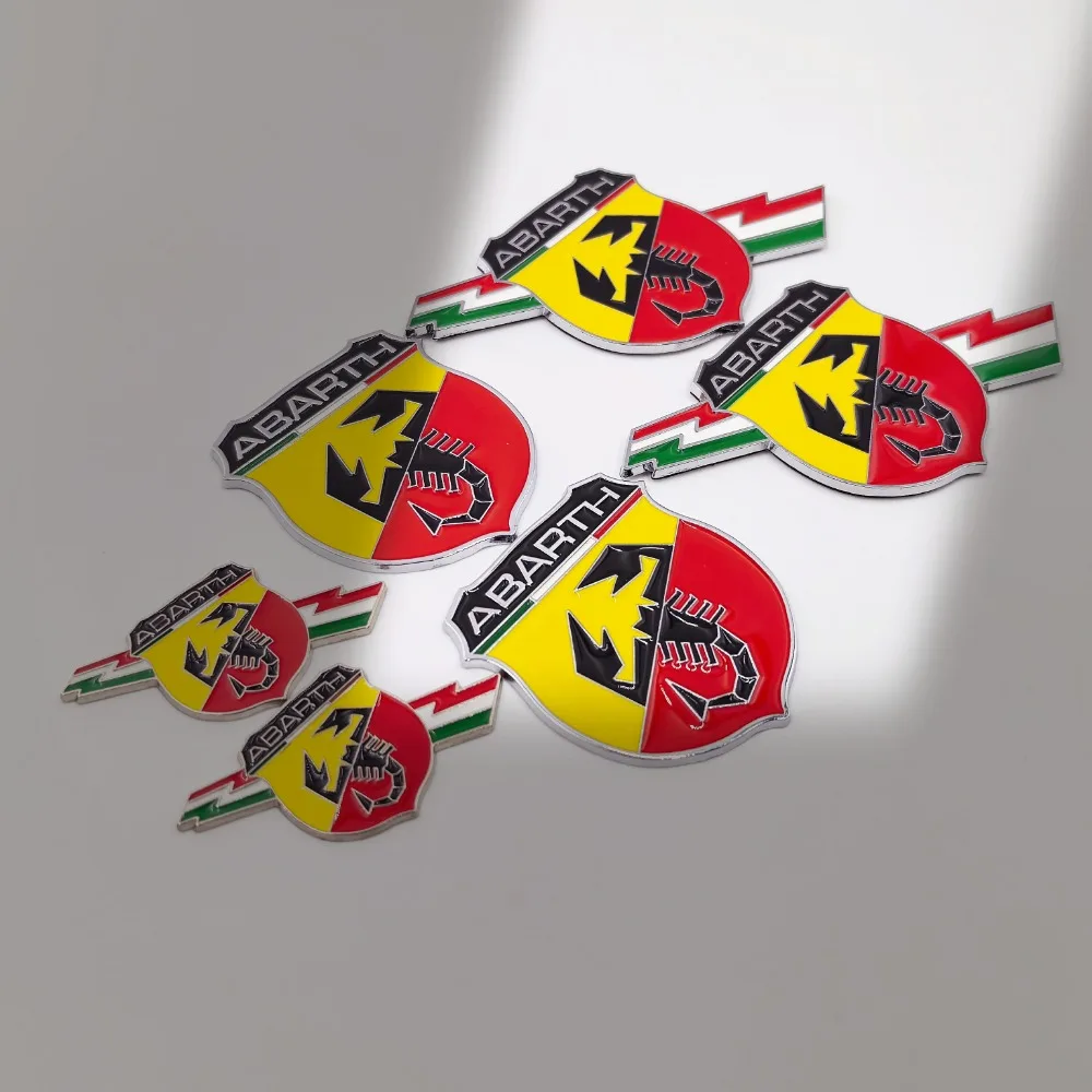 Car 3D Metal Abarth Emblem Sticker Decals Accessories For Fiat Abarth 124 125 500 595 695 Panda Tipo Punto Ducato Stilo Palio