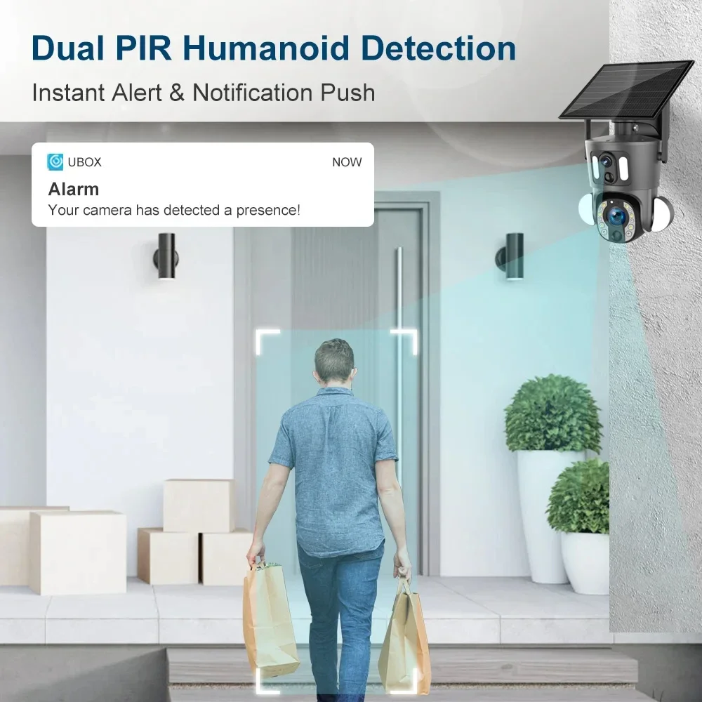 Câmera solar externa de 8mp, zoom óptico 20x, tela dupla, 4g, sim, 4k, wi-fi, ptz, detecção pir dupla, humanóide, rastreamento automático, cctv